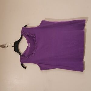 Women's Christopher & Banks lilac xl sleeveless tank camisole, square neck lace